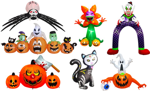 Halloween LED Self Inflating Outdoor Inflatables w/ LED Lights (7 Variations)