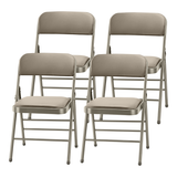 (4) Vinyl Beige Steel Frame Padded Folding Chairs