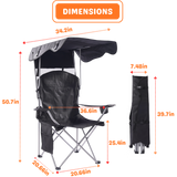 CozyBox Portable Folding Camping Chairs with Canopy Shade, Beach Chair for Adults, Durable Weather Resistant 600D Oxford Cloth, Camping Chair with Canopy for Outdoors