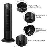 35-Watt Black 28 in. Oscillating Tower Fan with 3-Wind Speeds Quiet Bladeless