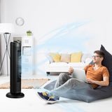 35-Watt Black 28 in. Oscillating Tower Fan with 3-Wind Speeds Quiet Bladeless