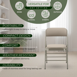 (4) Vinyl Beige Steel Frame Padded Folding Chairs