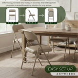 (4) Vinyl Beige Steel Frame Padded Folding Chairs