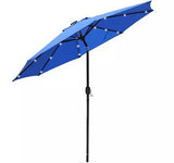 9 FT LED Solar Patio Umbrella with Tilt and Crank Function