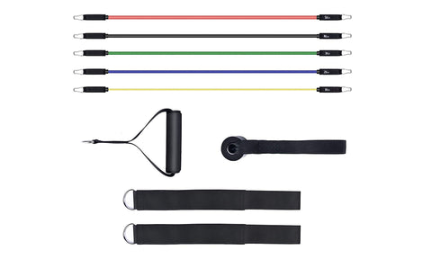 11pc Resistance Band Set with Door Anchor, Handles, Ankle Straps & Bag