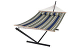 12 Feet Hammock with Stand & Spreader Bars and Detachable Pillow, Heavy Duty, 450 Pound Capacity, Accommodates 2 People, Perfect for Indoor/Outdoor Patio, Deck, Yard