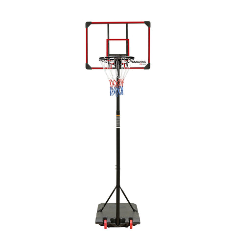 Basketball Hoop For Kids with Clear Backboard - Portable / Height Adjustable (6.5ft - 8ft) Sports Backboard System Stand w/ Wheels Backyard Toy