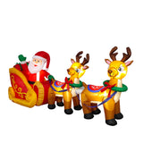 7ft Santa Claus Sled & Reindeers Christmas Inflatable w/LED Lights Holiday Decoration