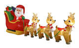 10ft Christmas LED Inflatable Santa Sleigh & Reindeers