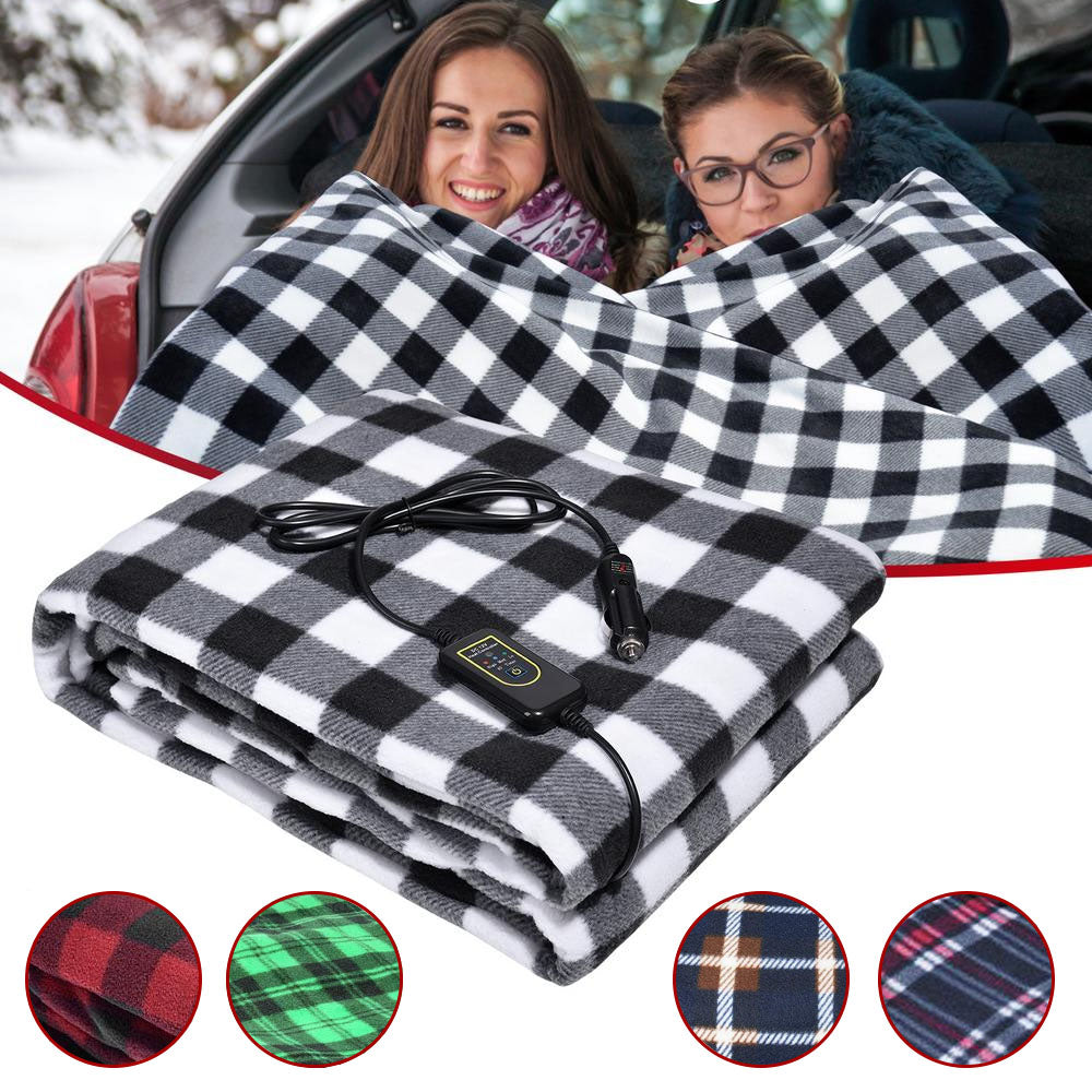 12V Electric Heated Car Blanket With 3 Heat Levels & Timer Amazingforless