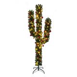 7ft Pre-Lit Artificial Cactus Christmas Tree with Sturdy Metal Stand