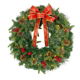 24in Artificial Pre-Decorated Christmas Wreath with LED Lights