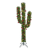 7ft Pre-Lit Artificial Cactus Christmas Tree with Sturdy Metal Stand