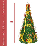 6ft Artificial Pre-Decorated Pop Up Christmas Tree