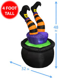 5ft Halloween LED Inflatable Witch Falling In Cauldron