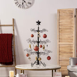 Wrought Iron Ornament Display Christmas Tree w/Easy Assembly and Stand