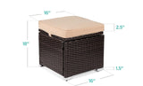 Set of 2 Wicker Ottomans, Multipurpose Outdoor Furniture for Patio, Backyard, Additional Seating, Side Tables w/Removable Weather-Resistant Cushions
