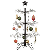 Wrought Iron Ornament Display Christmas Tree w/Easy Assembly and Stand