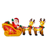 7ft Santa Claus Sled & Reindeers Christmas Inflatable w/LED Lights Holiday Decoration