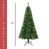 7ft Premium Artificial Pre-Lit Slim Christmas Tree