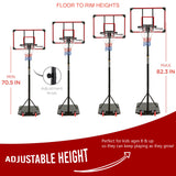 Basketball Hoop For Kids with Clear Backboard - Portable / Height Adjustable (6.5ft - 8ft) Sports Backboard System Stand w/ Wheels Backyard Toy