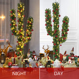 7ft Pre-Lit Artificial Cactus Christmas Tree with Sturdy Metal Stand