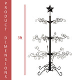 Wrought Iron Ornament Display Christmas Tree w/Easy Assembly and Stand