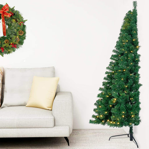 7ft Premium Artificial Pre-Lit Half Christmas Tree