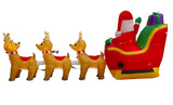 10ft Christmas LED Inflatable Santa Sleigh & Reindeers