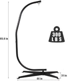 Heavy Duty Metal Hanging Hammock C-Stand for Chair, Porch Swing w/Weather-Resistant Finish, Offset Base, 360-Degree Rotation