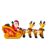 7ft Santa Claus Sled & Reindeers Christmas Inflatable w/LED Lights Holiday Decoration