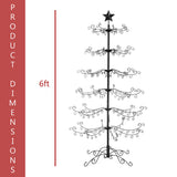 Wrought Iron Ornament Display Christmas Tree w/Easy Assembly and Stand