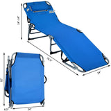 Portable Adjustable Folding Beach Chair w/Face Hole & Removable Pillow For Sunbathing