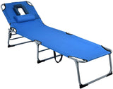 Portable Adjustable Folding Beach Chair w/Face Hole & Removable Pillow For Sunbathing