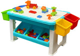 Kids Block Table, Children's Educational Toy 69pc Table For Blocks