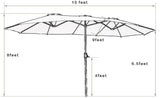 15x9ft Large Double-Sided Rectangular Outdoor Aluminum Twin Patio Market Umbrella w/Crank and Wind Vents