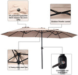15x9ft Large Double-Sided Rectangular Outdoor Aluminum Twin Patio Market Umbrella w/Crank and Wind Vents