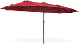15x9ft Large Double-Sided Rectangular Outdoor Aluminum Twin Patio Market Umbrella w/Crank and Wind Vents