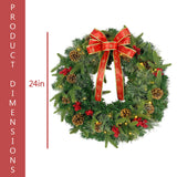 24in Artificial Pre-Decorated Christmas Wreath with LED Lights