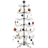 Wrought Iron Ornament Display Christmas Tree w/Easy Assembly and Stand