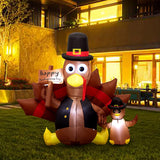 6ft Inflatable Turkey Thanksgiving Decoration w/ Built-in LED Lights