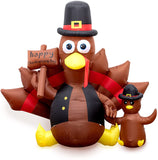 6ft Inflatable Turkey Thanksgiving Decoration w/ Built-in LED Lights