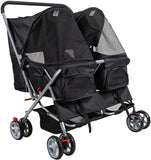 Double Twin Pet Stroller Folding Dog Cat Carrier Travel Cart