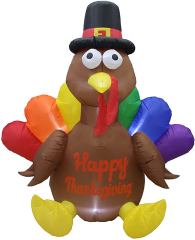 6ft Happy Thanksgiving Inflatable Turkey With LED Lights