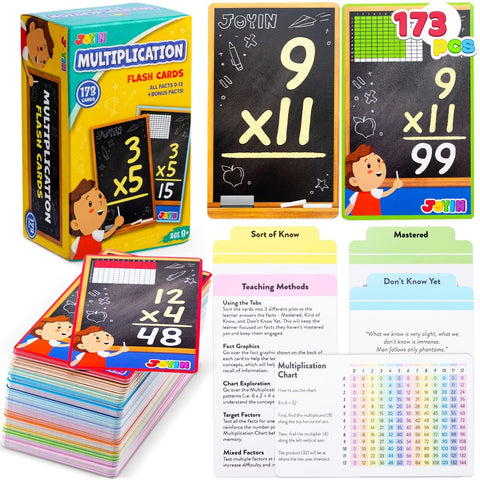 173pcs Math Learning Multiplication Flash Cards for Students 3rd-6th Grade