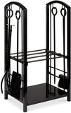 5-Piece Indoor Outdoor Wrought Iron Firewood Log Storage Rack Holder Tools Set