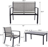 4pc Patio Furniture Conversation Outdoor Garden Patio Bistro Set