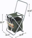 9pc Heavy Duty Garden Tool Set Folding Chair & Storage