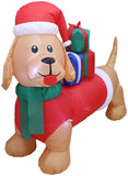 6ft Christmas Inflatable Dog Puppy with Presents & LED Lights