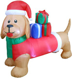 6ft Christmas Inflatable Dog Puppy with Presents & LED Lights